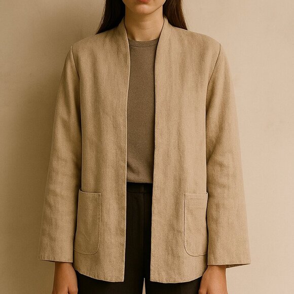Aritzia Wilfred 100% Linen Chore Coat Beige Sz 8 - Picture 1 of 9